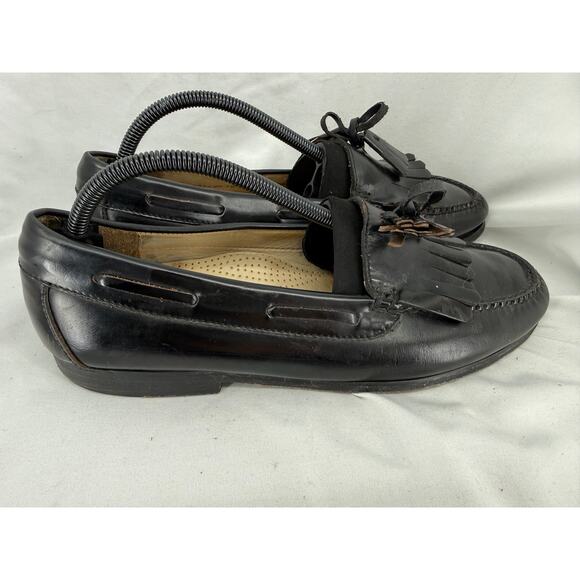 Cole Haan Mens Black Mexico Made Leather Tassel Loafers Kiltie Moc Toe Size 10D main image 4